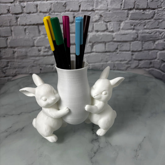 Porte-crayons lapins imprimé en 3D — Fil-O-Forme, vue 1